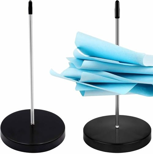 GBTUPOKW 2PCS Ticket Spike Receipt Spike Metal Bill Holder Memo Holder Stand Round Paper Spike Receipt Holder for Restaurant Kitchen Office Hotel (Black)