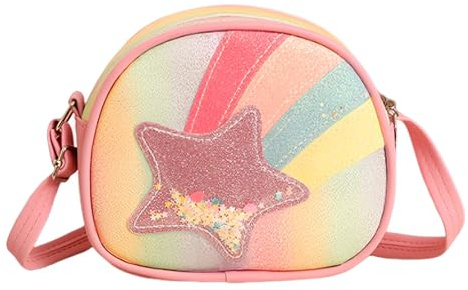 WORUIB Girls Handbag, Kids Handbag, Girls Bag, Girls Purses For Kids, Rainbow Star Crossbody Bags Purse Little Girls Handbag Kids Handbags For Girl Children Toddler Teens