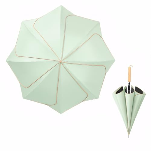 Chesoon Blommig pinne paraply vindtätt golfparaply för kvinnor med UPF 50+ solskydd och vattenavvisande, stor baldakin för strand/daglig användning, gRÖN