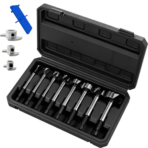 CATITO 8-piece Forstner Drill Bit Set for Woodworking - HEX Shank, Forstner Bit, Wood Drill Bits for Holes, Hinge Cutter for Wood, Plastic, Plywood
