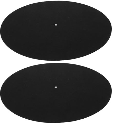 Hoement Tappetino per Giradischi in Lana 285 MM Antistatico 2 Pezzi Tappetino Antiscivolo per Dischi in Vinile Riduzione Vibrazioni Accessorio Protettivo per Riproduzione Audio ad Alta