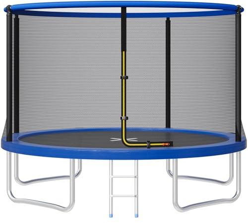 JUMMICO Trampolino da Giardino Trampolino per Bambini con Scaletta e Rete di Sicurezza Ø 183/220/290/360cm Tappeto Elasticoper Adulti e Bambini