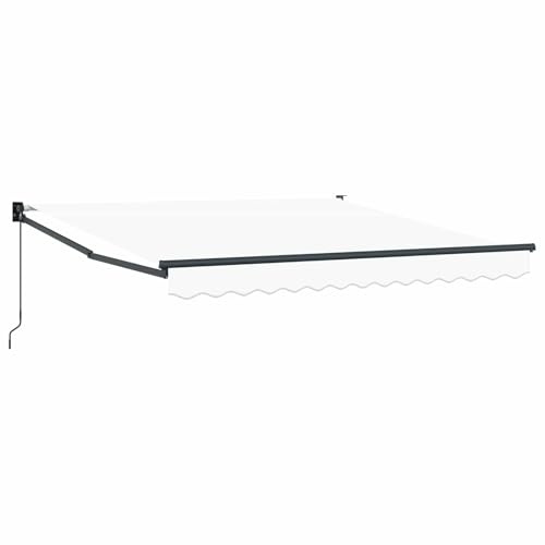 Roanoer Toldo con brazo articulado blanco 300 x 250 x 165 cm toldo retráctil manual de poliéster con marco para terraza, jardín y balcón, dispensador de sombra para exteriores