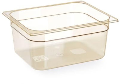 HENDI Gastronormbehälter, Temperaturbeständig von -40° bis 150°C, BPA frei, Gefrierschränke, Chafing dish, 9L, Grilamid, Polyamid, GN 1/2, 325x265x(H)150mm, Hochtransparent, leicht bernstein