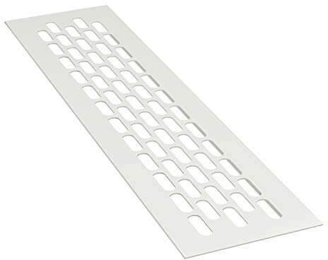 sossai® Aluminium Lüftungsgitter - Alucratis (1 Stück) | Rechteckig - Maße: 24,5 x 6 cm | Farbe: Weiss | Pulverbeschichtet
