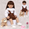 ZIYIUI 24 Zoll 60 cm Lebensechte Reborn Puppen Mädchen Weiche Silikon Simulation Neugeborene Reborn Babypuppe Lange Haare Braune Augen Mädchen Reborn Spielzeug Für Kinder