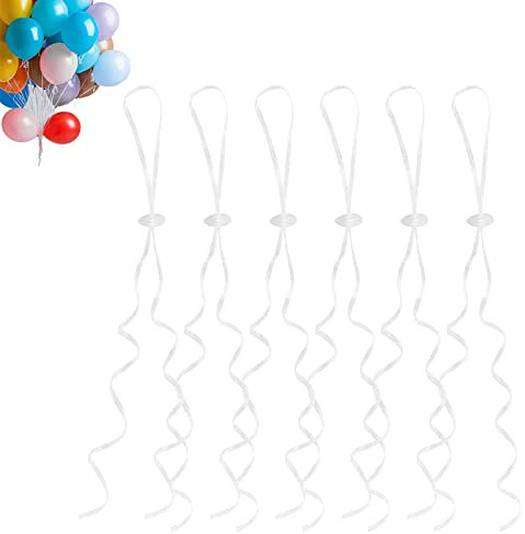 GoldRock Ballonverschlüsse Helium mit Schnur, 50 Stück Ballonband für Machen Luftballon Girlande, Weiß Luftballon Verschluss, Luftballon Schnur mit für Hochzeitsfeier/Geburtstag/Party