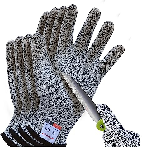 ohsuni Cutting Gloves, 2 Pairs of Cut Resistant Gloves Food Grade, Cut Resistant Gloves for Kitchen, Oyster Shucking, Fish Fillet Processing, Carving Wood and Gardening(Medium-Grey)