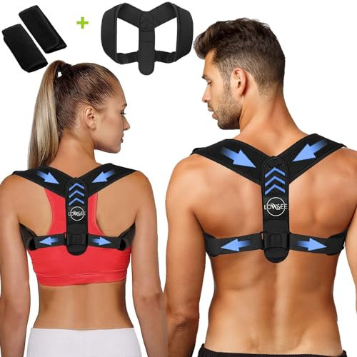 LOW&EE® Correttore Postura Schiena - Correttore Postura Regolabile Traspirante - Correttore Postura Uomo e Donna - Correttore Schiena - Include 2 Cuscinetti Protettivi