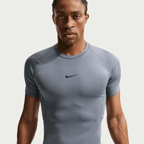 Nike Men's Shirt M NP DF Tight Top SS, Smoke Grey/Black, FB7932-084, XL