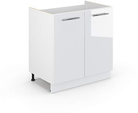 Vicco Waschbeckenunterschrank Fame-Line, Weiß Hochglanz/Weiß, 80 x 81.6 cm ohne Arbeitsplatte