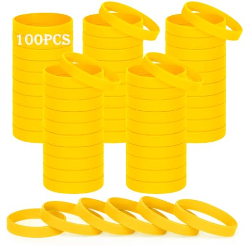 HONTIUS Silikonarmband barn, 100 stycken röda silikonarmband, 15 cm gula silikonarmband silikon armband tom gummiarmband för skola lärare team party barn (för 3–7 år)