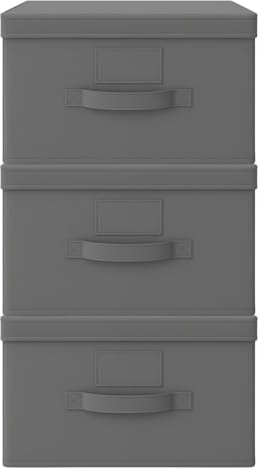 PALUPLUS 3 Scatole Maxi Portaoggetti Pieghevole di colore GRIGIO con coperchio, misura 40x50x25 cm, contenitore in tessuto salvaspazio con maniglia, organizer per Armadio -F-0,9