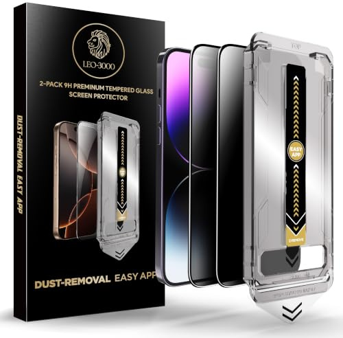 2-Pack | 9H Privacy Tempered Glass for iPhone 14 Pro Max Screen Protector (6.7-inch) | 28° Anti-Spy | Edge-to-Edge Protection | One-Touch Install with Auto Dust-Elimination Kits & Precision Tool