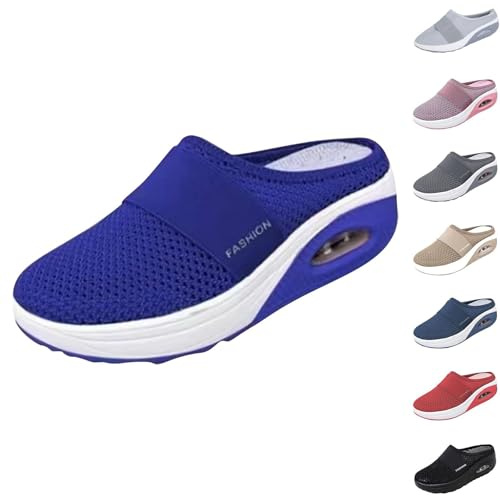 Zoccoli pantofole da uomo e donna, ortopediche, slip-on estive, scarpe da ginnastica con plateau e plateau, Blu, 35 EU