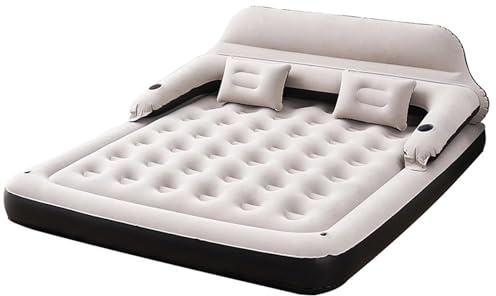 SUJOSAJU Inflatable Reclining Sofa Bed Portable Double Mattress Complete with Headboard Pillows and Foot Pump for Home or Garden