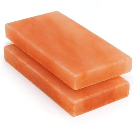 Slateex Lot de 2 pierres de sel de l'Himalaya 20 × 10 × 2,5 cm – Plateaux de sel pur pour griller et cuisiner – Produit naturel sans additifs – Pour steak, poisson, légumes et desserts