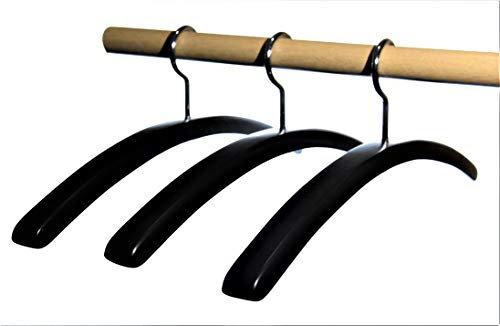 Hagspiel Kleiderbügel aus Holz, 6 St. Designerbügel eckig, Garderobenbügel, schwarz, vernickelter Haken