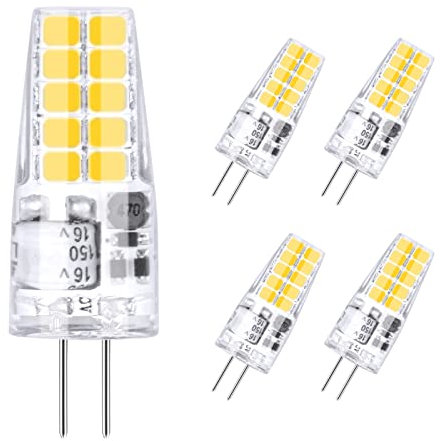 Vicloon G4 LED Lampadina, 5 Pezzi 2W, AC/DC 12V Lampadina, 2W Equivalenti a 20W Lampada,Bianco Caldo 3000K, Silicone lampadina a risparmio energetico a LED