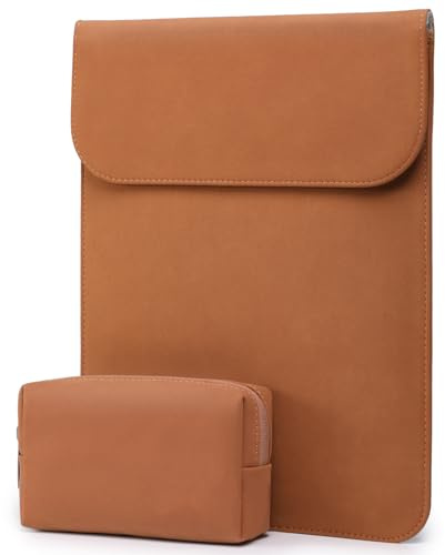 HYZUO 15 Inch Laptop Sleeve Case Bag for MacBook Air 15 M5 A3448 M4 A3241 M3 A3114 M2 A2941 2026-2023, 15 Surface Laptop 7/6/5/4/3, MacBook Pro 15 2019-2016, Faux Suede Leather, Brown