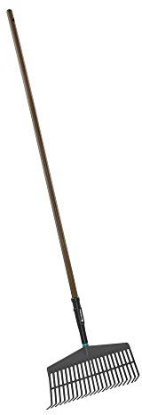 Rastrillo de césped onepiece Rastrillar hojas, restos de césped, y otros restos de jardín Material del mango Madera de haya con sello, FSC® 100%