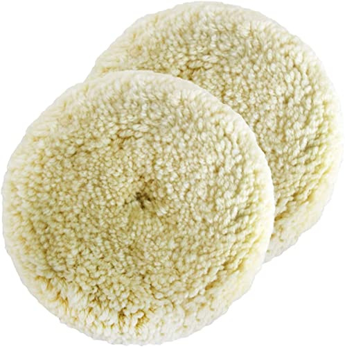 7 Wool Buffing Pad Kit 2PCS 100% Polishing Wool Pads Kit Low Linting Wool Pad, Used for Rotary and Random Orbit Sander/Polisher Buffing Equipment Buffing Pad Cleaner