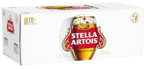 STELLA ARTOIS Premium Lager Beer Can, 440 ml (Pack of 18)