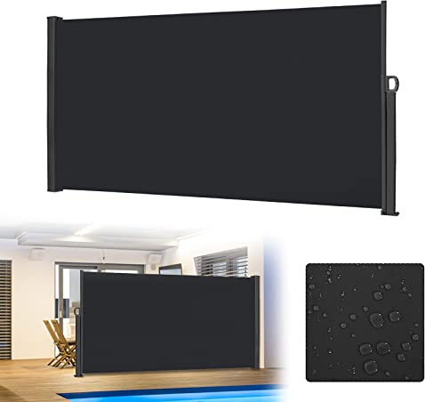 HENGMEI 180x300cm Seitenmarkise Ausziehbar Markisen Sonnenschutz Balkon Sichtschutz für Balkon Terrasse Garten Aussen, Anthrazit