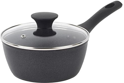 Salter BW09323 Megastone Noir 18cm Forged Aluminium Saucepan, Non-Stick, Suitable for All Hob Types Including Induction, Dishwasher & Metal Utensil Safe, PFOA Free,