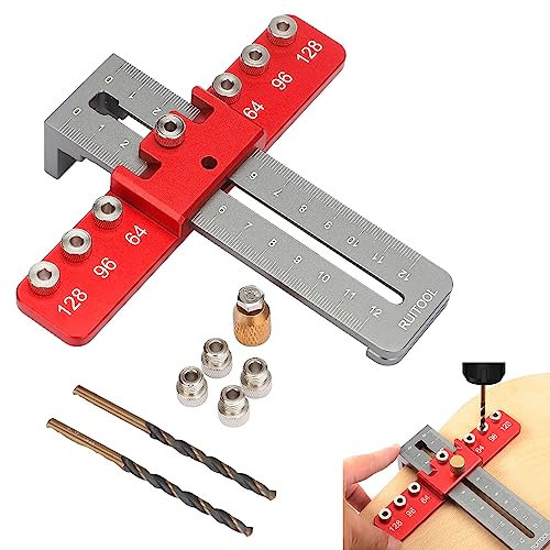 kemengsuer Cabinet Hardware jig, Aluminium Alloy Drill Guide for Accurate Installation, Adjustable Punch Locator Drill Template Guide Wood Jigs for Door, Drawer, Pulls and Shelf Pin Holes