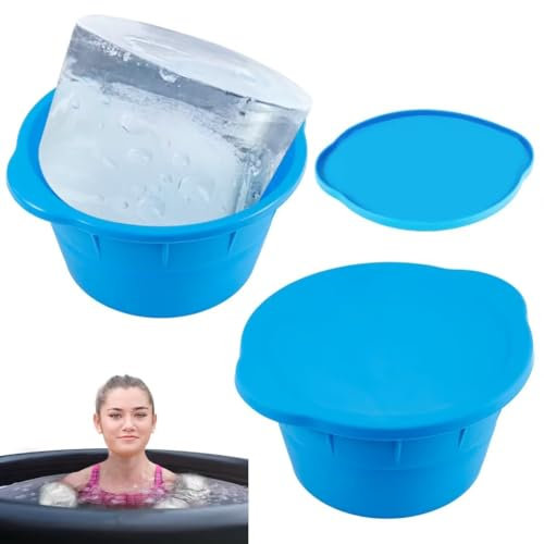 2 Pezzi Stampo per Ghiaccio Grande con Coperchio, 3,6kg Stampo per Blocchi di Ghiaccio Riutilizzabile Stampi per Ghiaccio in Silicone per Refrigeratori per Bagni di Ghiaccio Campeggio (Blu)