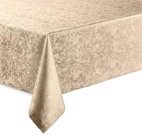 DecoHomeTextil Heimtextilmanufaktur Haute qualité Nappe avec Ourlet Harmony Champagne Rectangulaire 130 x 220 cm Facile d’Entretien