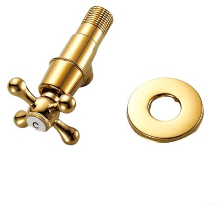 1 valvola ad angolo in ottone da 1/2, valvola di arresto dell'acqua, 102 x 65 mm, per cucina, balcone, WC, bagno, piscina mocio, lavanderia, color oro