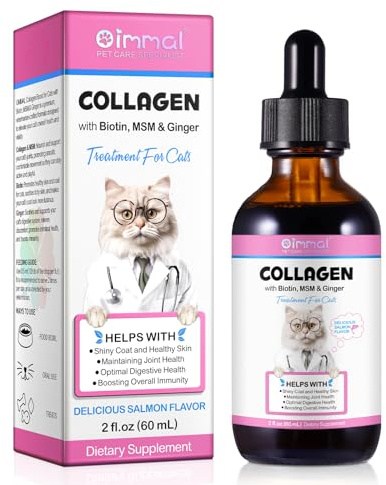Collagen for Cats Cat Joint Supplements Liquid Collagen for Cat Helps Aid Hip & Joint Care for Cats - Improves Mobility Skin and Coat Health,Digestive Aid Salmon Flavor 60ml