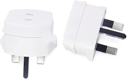 RUOVXWU Shaver Adaptor Plug UK Charger Adapter, Toothbrush Adaptor Plug UK Charger Shaver Socket 2 Pin to 3 Pin Bathroom Socket Adapter Plug UK, EU 2 Pin To UK 3 Pin Adaptor Plug Converter-White