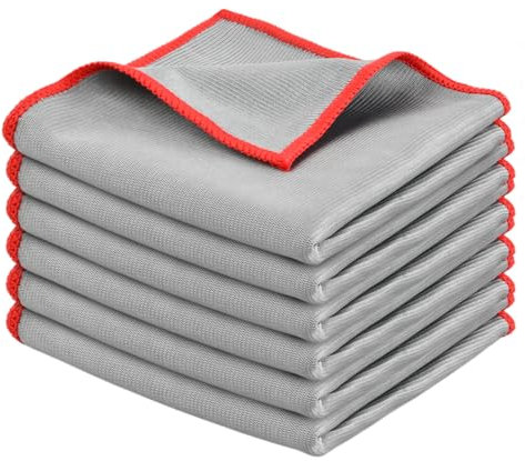 Colexy Panno per la Pulizia in Microfibra,6 Pezzi Panni per Finestre, Asciugamano Riutilizzabile Lavabile per Casa,Panno in Microfibra Multiuso,per Cucina, Auto, Vetri, Pavimenti,30 x 30 cm