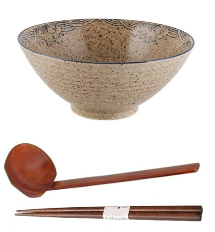NCTNCX Ramen Bowl Set, Japanische Schüssel Keramik, juego de tazón de ramen, vajilla con palillos y cuchara, cuenco japonés, cuencos de sopa, ensaladeras para Pho ramen