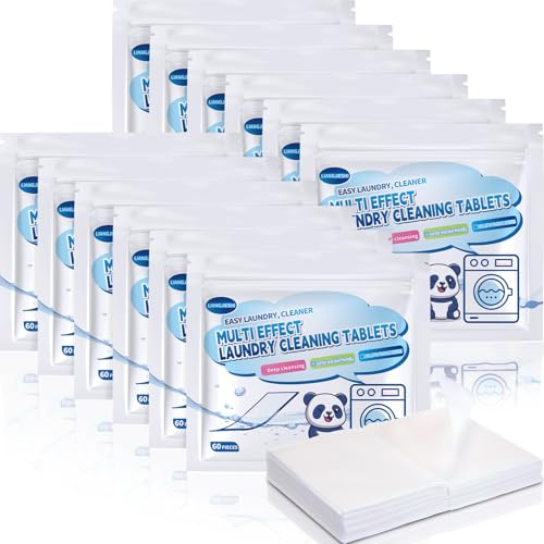 Dansib Lot de 12 feuilles de détergent à lessive – jusqu'à 1440 brassées (720 feuilles) – Détachant les taches – Détergent à linge sec ultra concentré pour voyage, camping, linge frais