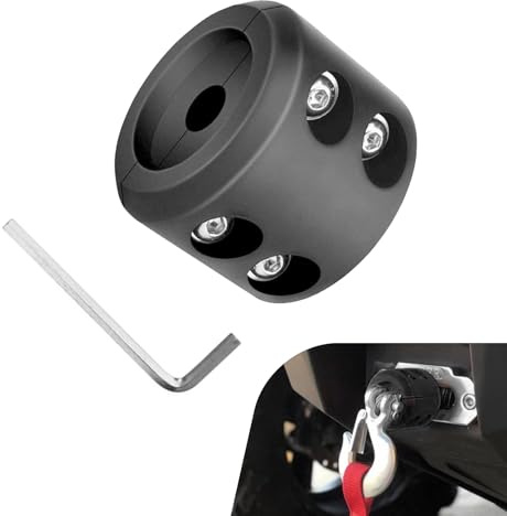 Ferianl Winch Cable Hook Stopper, Rubber Winch Stopper for Wire & Synthetic Rope, with Stainless Steel Screws and Nuts Allen Wrench, Universal for ATV UTV Truck SUV (Black)