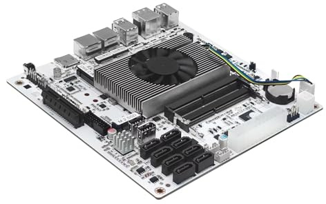 ROUAFWIT Mni ITX NAS Motherboard 8 Bay i5 8265U, 17X17cm PC Mainboard mit 2x 2.5GbE LAN, 2 x DDR4 Slot, 2 x NVMe, 1x PCI-Ex4, Support VT-x/VT-d, HD+DP 4K, 16GB RAM 128GB SSD
