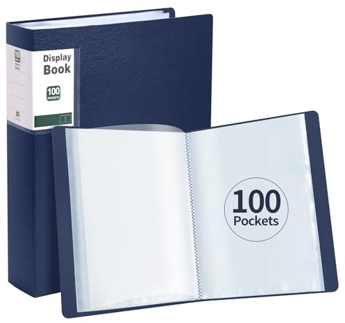 SOYIRI 2 stycken insynsbok A4, presentationsmapp med 100 fickor (blå)
