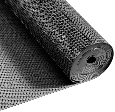 VEVOR Drainage Mat, 3 x 50 ft, PVC Non Slip Commercial Floor Mat, Wet Area Water Drain Splash Matting Hollow Doormat Roll, for Outdoor Indoor Restaurant Swimming Pool Patio Bathroom Washroom, Black