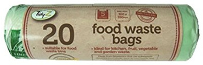 Tidyz Food Waste Bags 5 Litre (5L) Compostable Caddy Bin Liners - 20 Bags (2 X 20 (40 Bags))