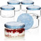com-four® 6x Einmachgläser Winter Edition TO Ø 82 mm - 250 ml mit Schraub-Deckel im winterlichen Design, blau-weiße Marmeladengläser, Glas mit Schneeflocken-Deckel, Einmachglas Weihnachten