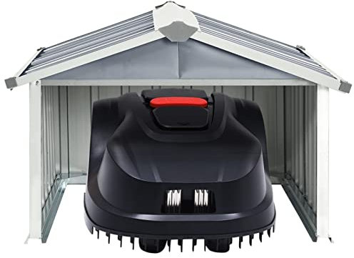 Tidyard Rasenmähroboter Rasenmäher Rasenmäher-Garage Mähroboter 92 x 97 x 63 cm (B x T x H) Mähroboter-Garage Rasenmäher-Roboter Rasenroboter Verzinkter Stahl Grau