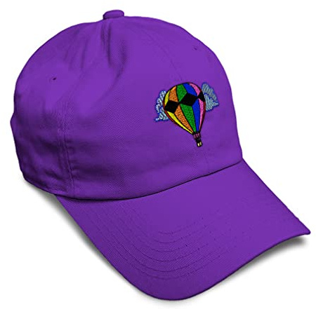 Soft Baseball Cap Hot Air Balloon Embroidery Hot Air Ballooning Hot Air Balloon Twill Cotton Dad Hats for Men & Women Purple Design Only
