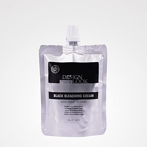 Design Look Decoloración para Cabello en Crema Decolorante Negra, Black Bleaching Cream Active Carbon, 10 Tonos, 250gr