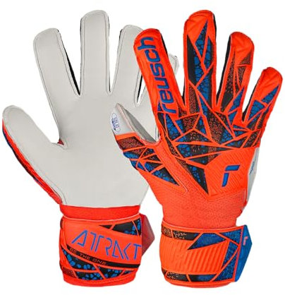 REUSCH Attrakt Solid Finger Support Junior Torwarthandschuhe Jugend Unisex, 2210 Hyper orng/elec Blue, 6