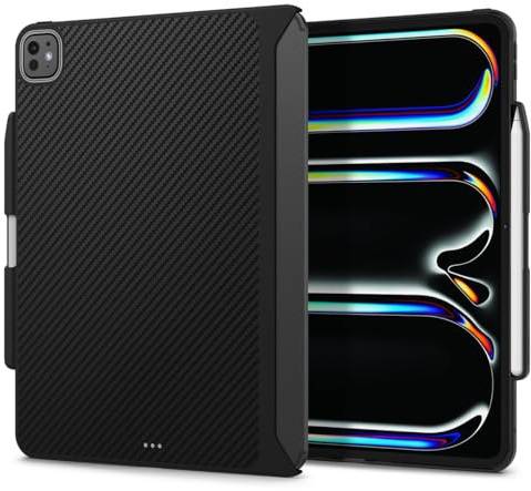 Spigen Enzo Aramid Hülle Kompatibel mit iPad Pro 13 Zoll M5 (2025) / M4 (2024) Chip mit Magnetring Robustes Case aus Aramidfaser - Schwarz