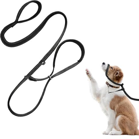 1.8m Anti Pull Figure 8 Dog Lead with Padded Loop Handle and Nose Pad, Suitable for Small to Large Dogs